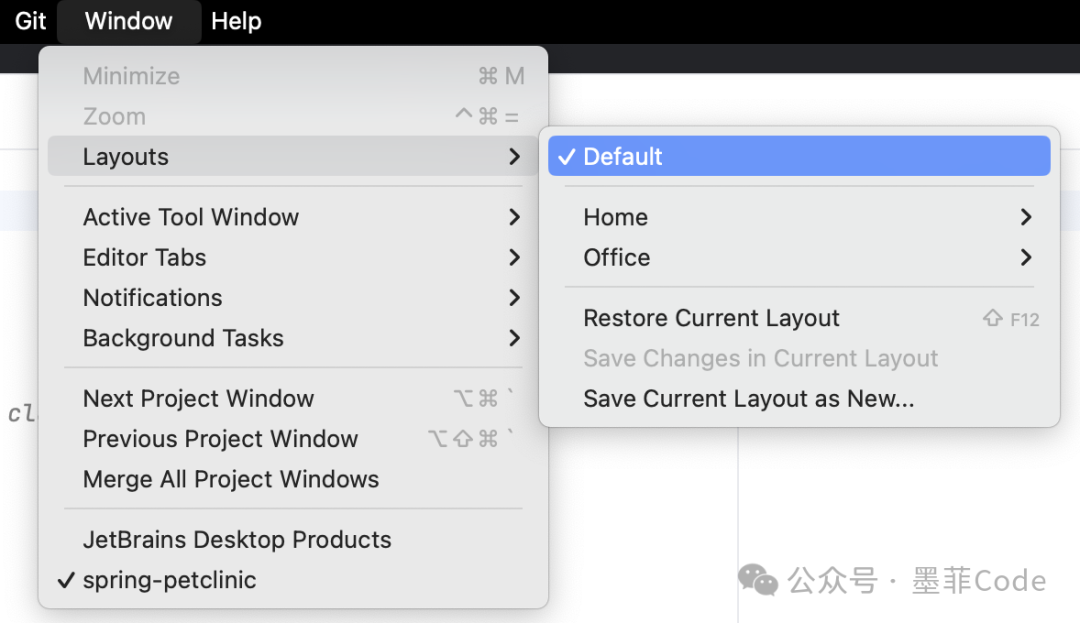 IDE的原始布局菜单