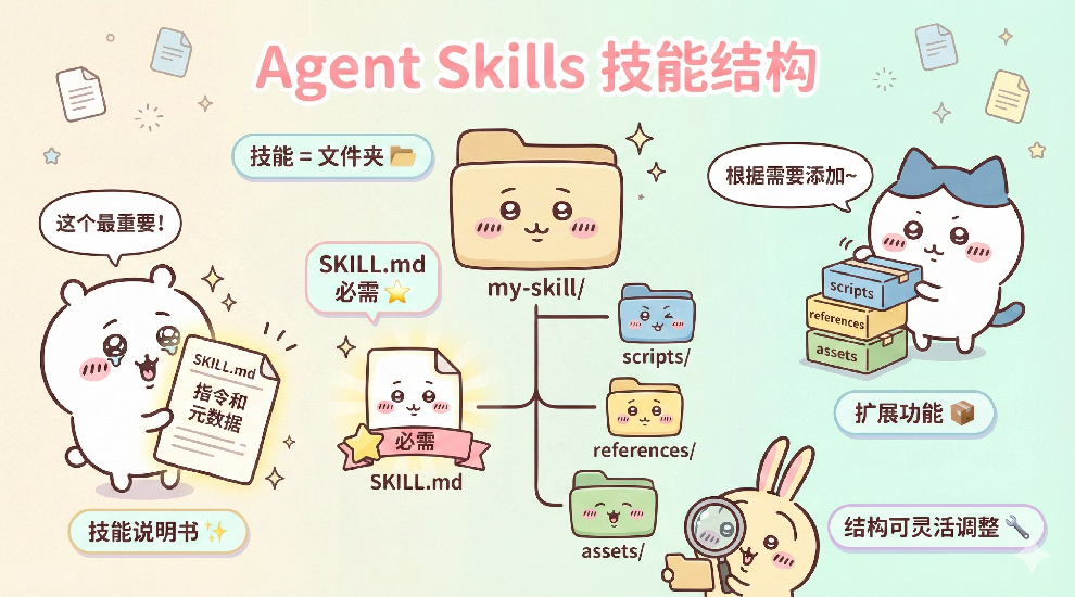 Agent Skills标准文件夹结构示意图