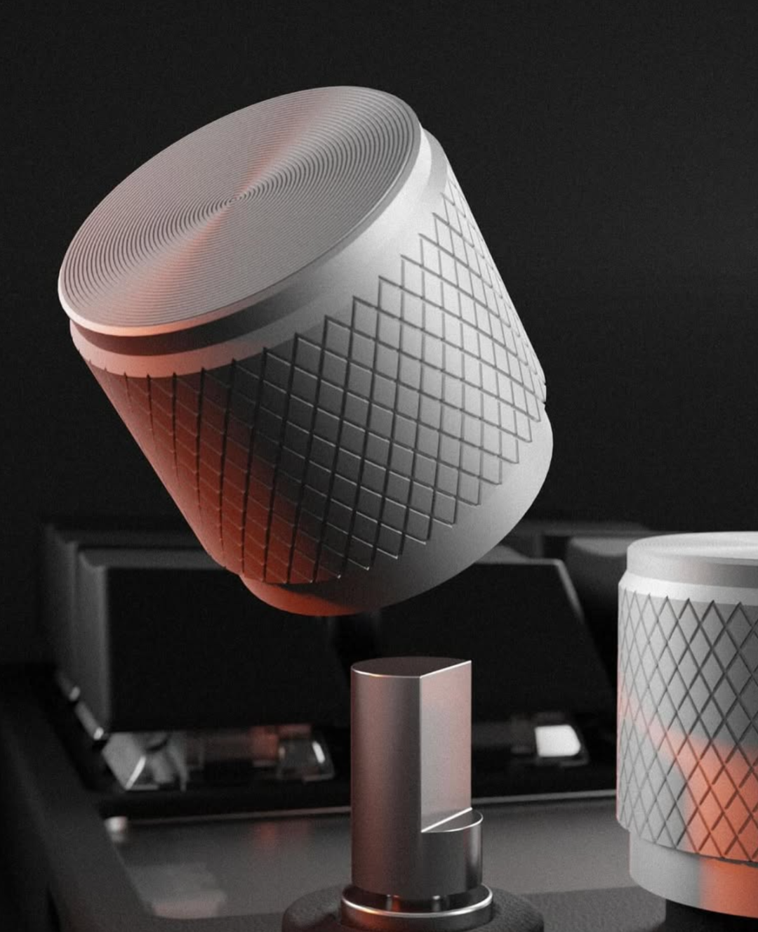 悬浮的菱形网格旋钮