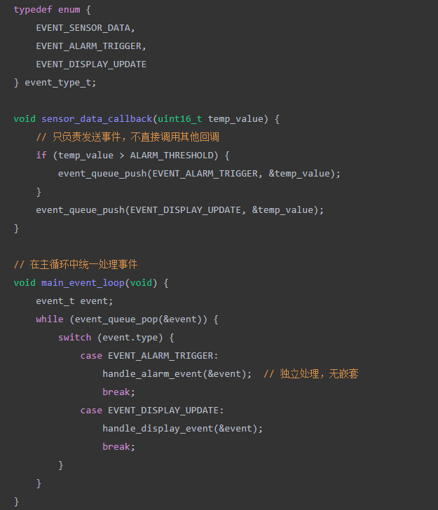 使用事件队列解耦回调的代码示例