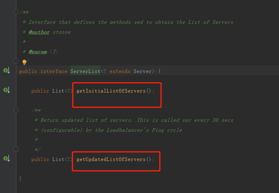 ServerList接口，定义了获取服务列表的方法