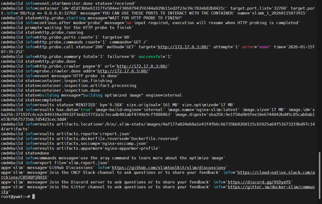 SlimToolkit构建完成输出报告