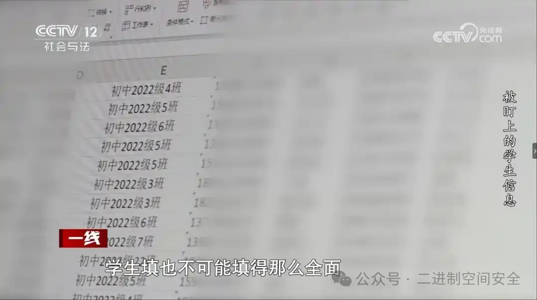 央视新闻报道截图：学生信息泄露细节
