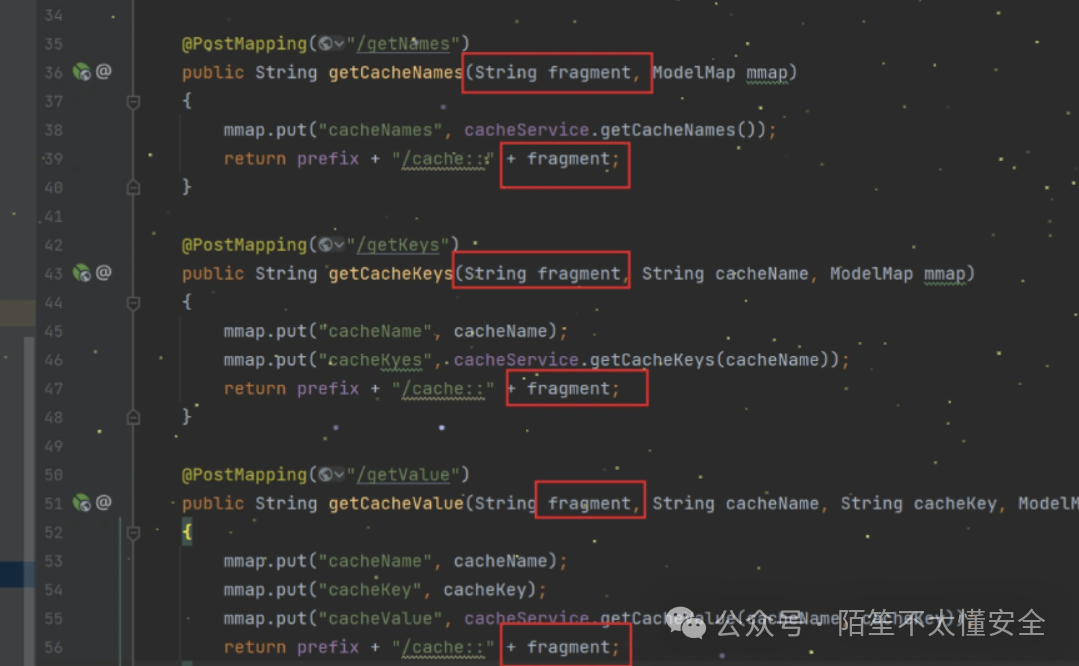 CacheController 中存在 SSTI 漏洞的代码