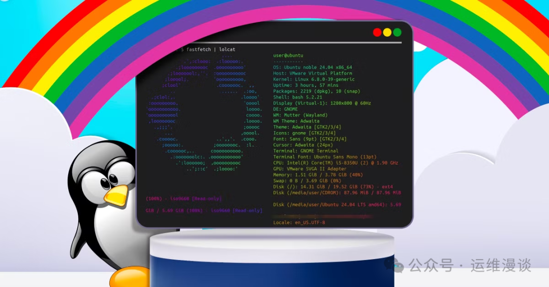终端输出系统信息，展示 Ubuntu 系统配置详情