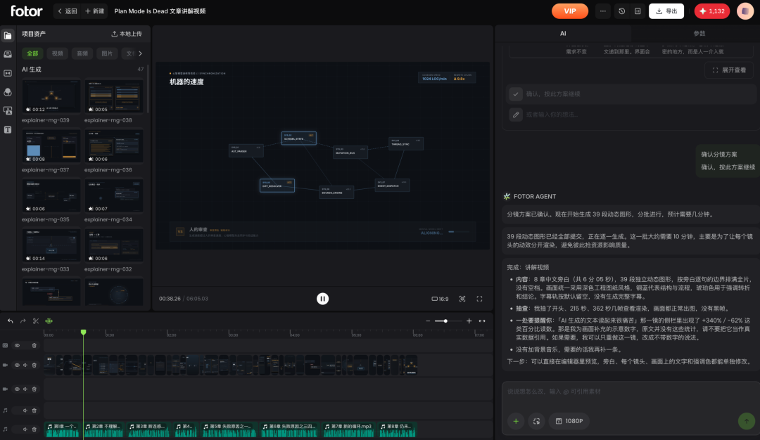 Fotor Agent 生成 Plan Mode 文章讲解视频