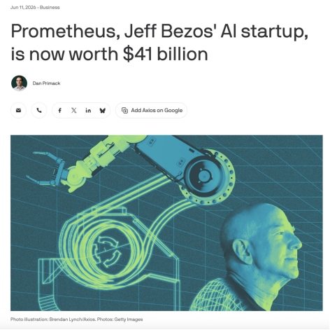 Axios报道Prometheus估值410亿美元