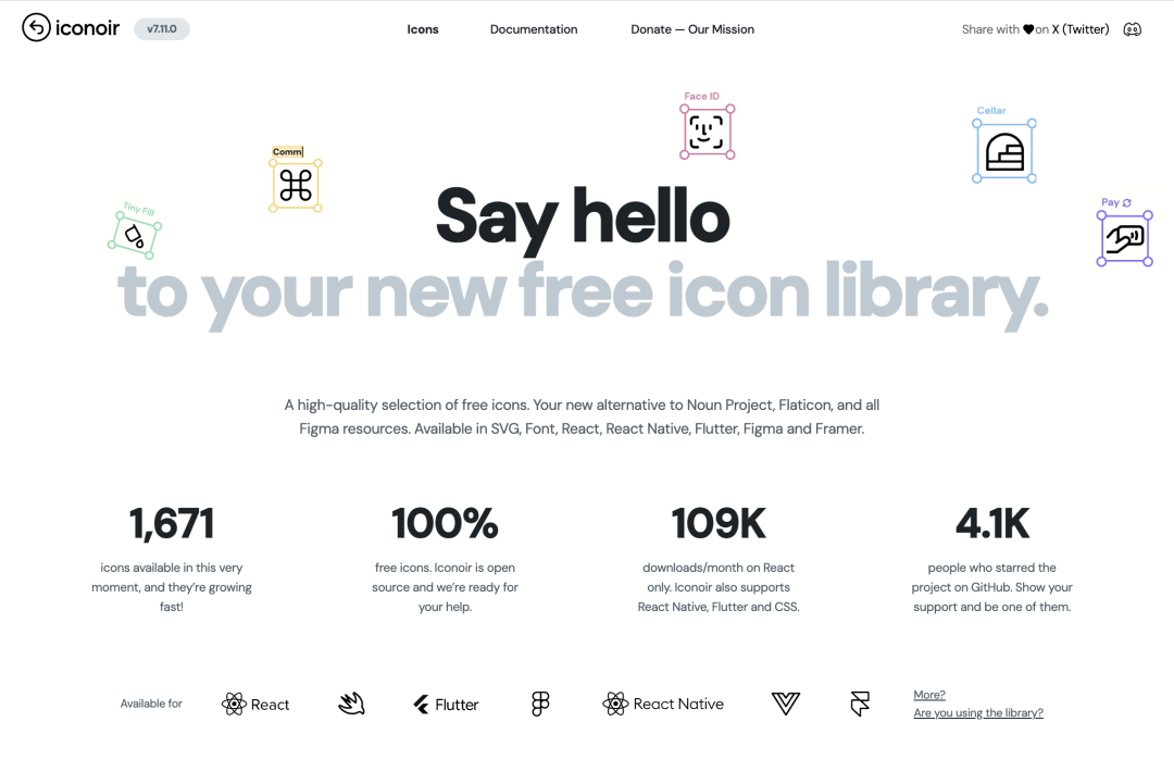 Iconoir免费图标库网站首页截图