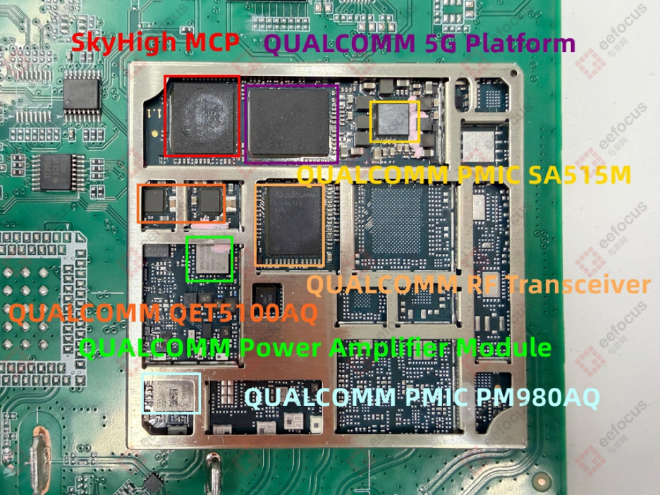 小米SU7 T-BOX 5G模组内部芯片标注图