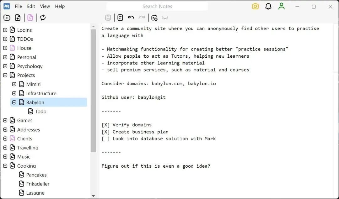 Mimiri Notes Markdown编辑界面