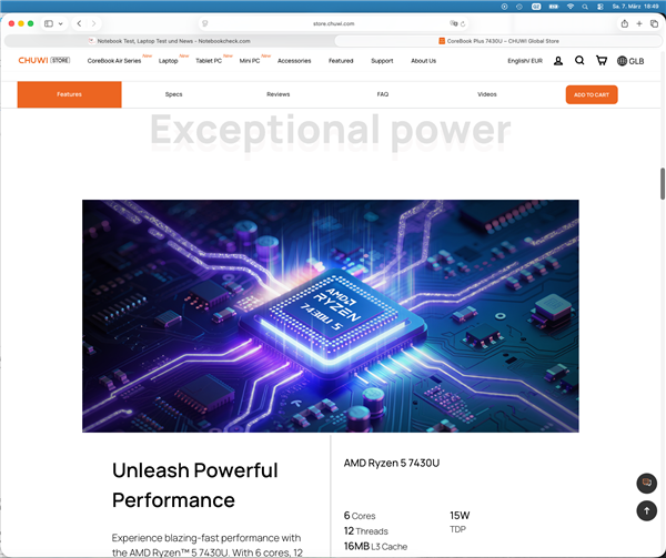 AMD Ryzen 5 7430U处理器宣传图