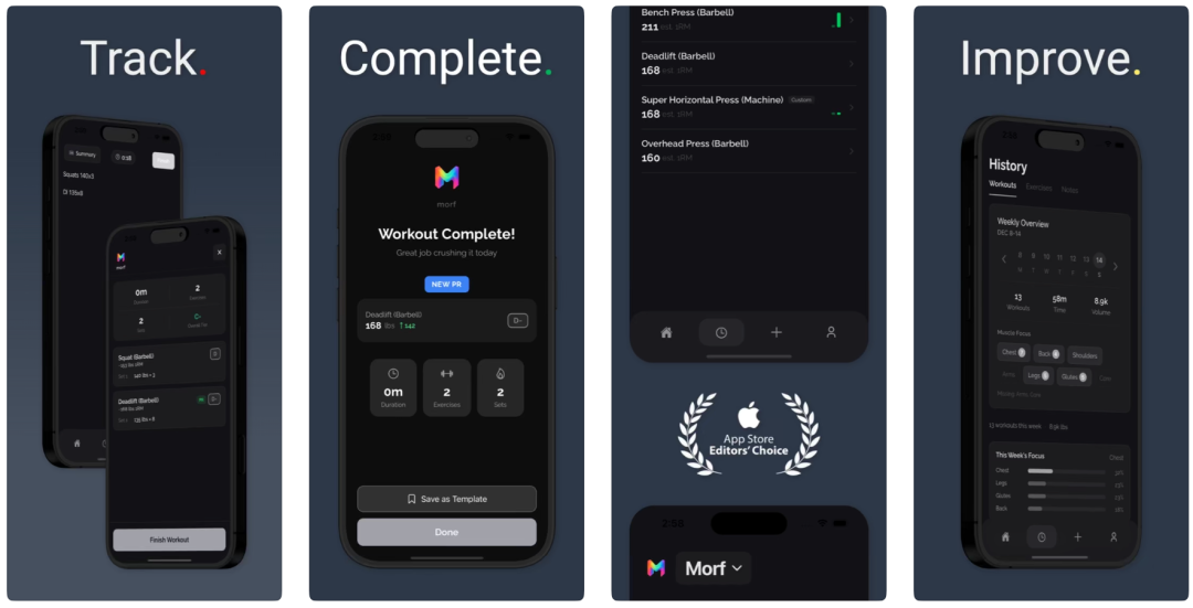 Morf AI健身追踪应用界面