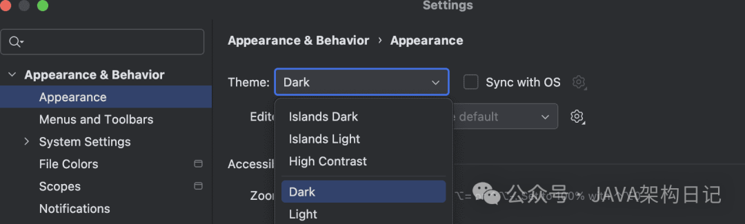 IDEA 2025.3 中的 Islands UI 主题设置界面