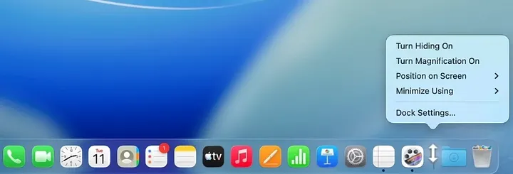 Dock分隔线右键菜单