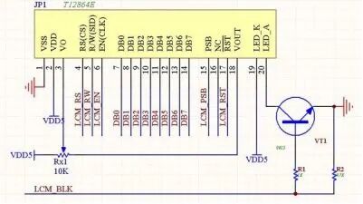 LCM12864液晶模块驱动电路原理图