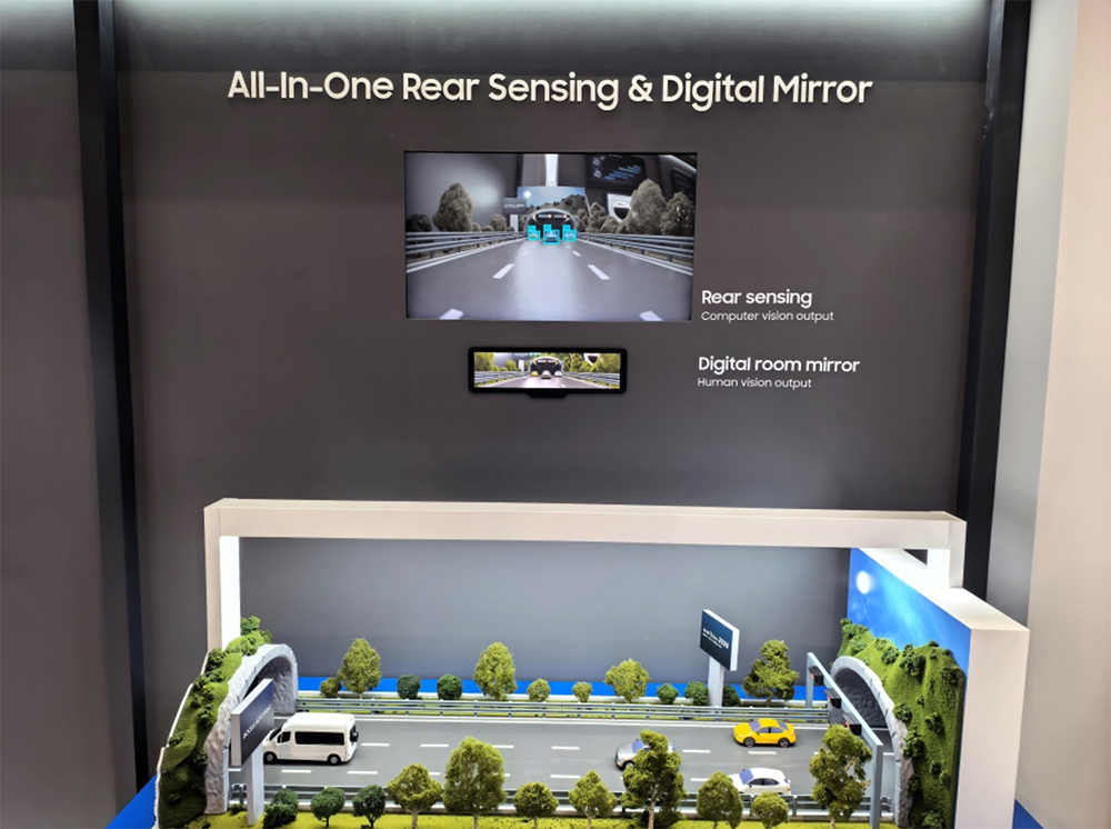 电子后视镜展品，展示计算机视觉与数字后视镜输出