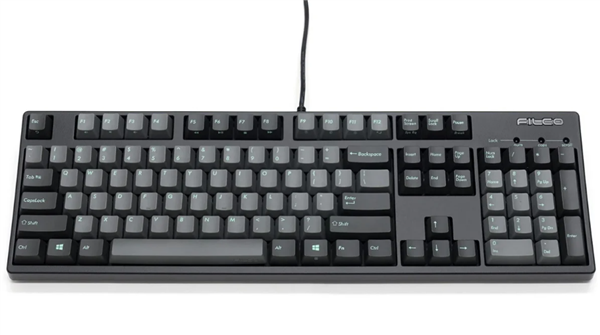 FILCO全尺寸键盘俯拍：灰黑双色键帽与品牌标志