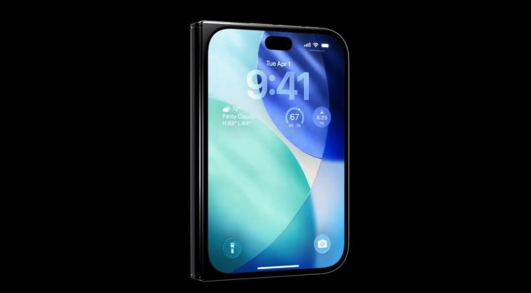 折叠iPhone展开状态锁屏界面概念图