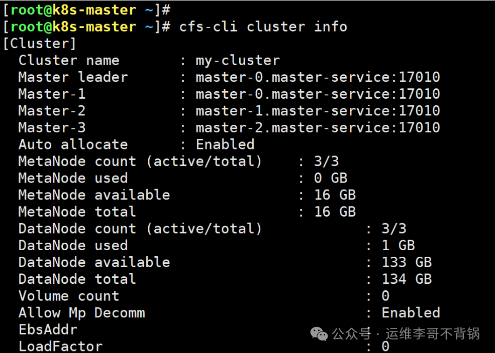 CubeFS集群信息截图