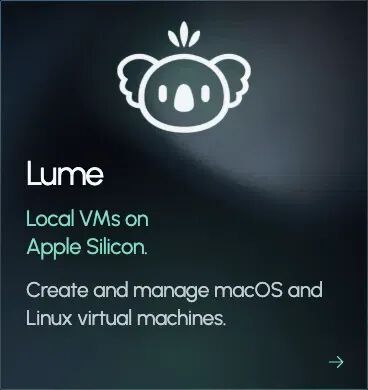 Lume 宣传图,标语为 Local VMs on Apple Silicon