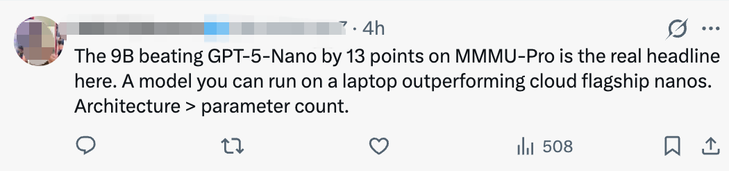 网友评论：9B模型在笔记本上超越了云端纳米模型