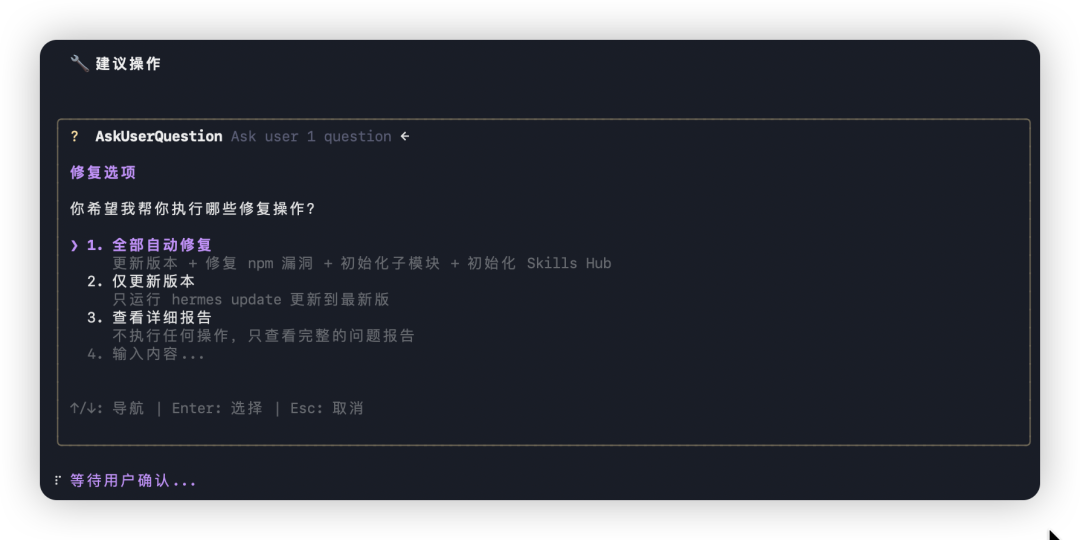 Qwen Code提供的自动修复选项菜单