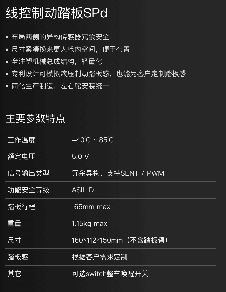 线控制动踏板SPd