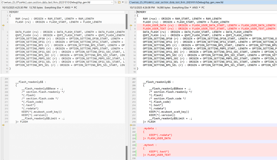 LLVM fsp_gen_new.lld 新增FLASH_USER_DATA/TEXT与mydata/mytext段