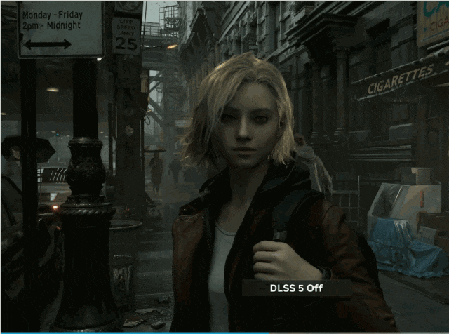 DLSS 5开启与关闭效果对比动图