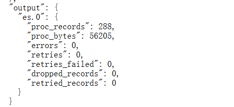 Fluent Bit output 统计,es.0 插件成功处理 288 条记录且无错误