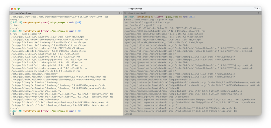 在文件系统中查找Cloudberry和Babelfish相关包