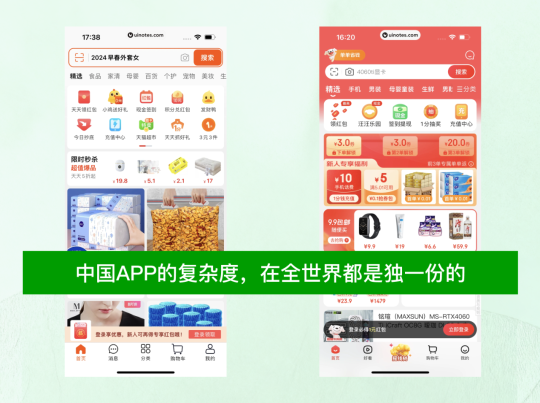 中国APP界面复杂度对比图