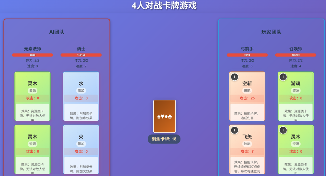 AI辅助开发的回合制卡牌游戏界面