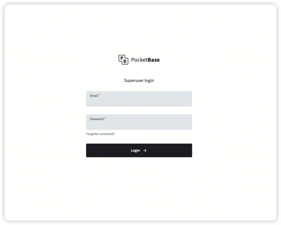 PocketBase 超级管理员登录界面