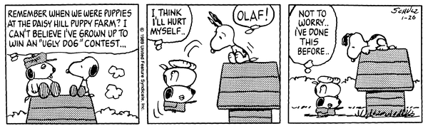 史努比回忆幼时与伍德斯托克的对话漫画