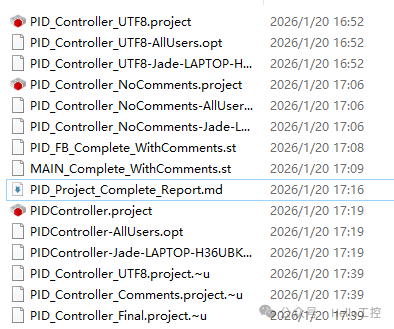 项目生成的文件列表