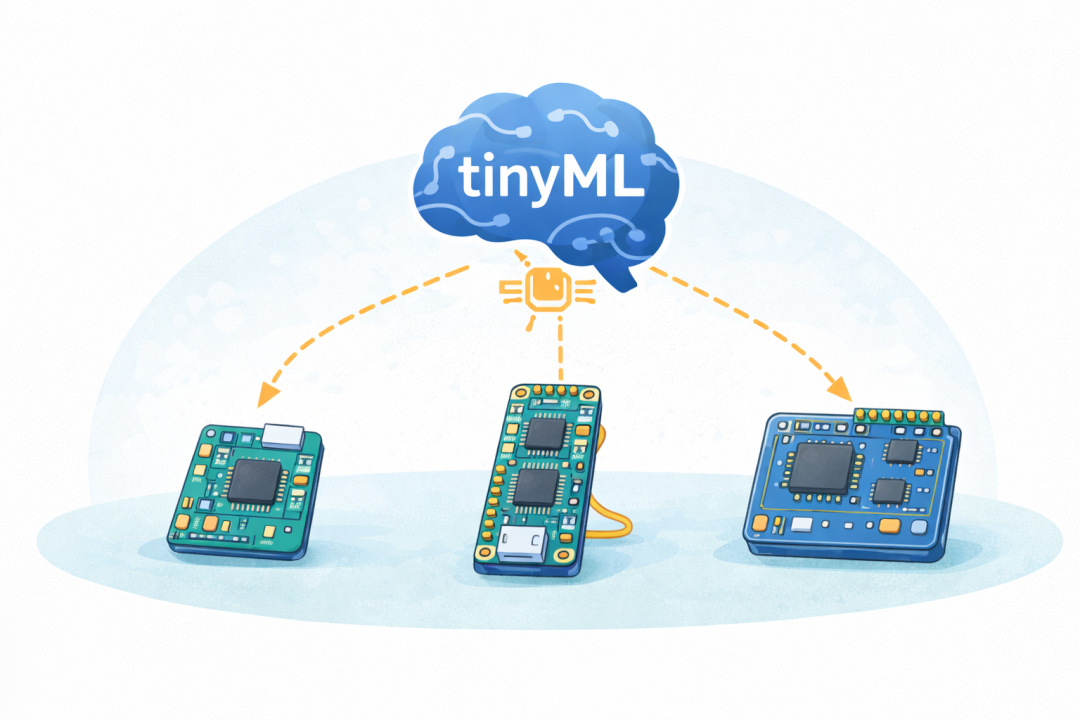 TinyML概念示意图:MCU连接AI大脑