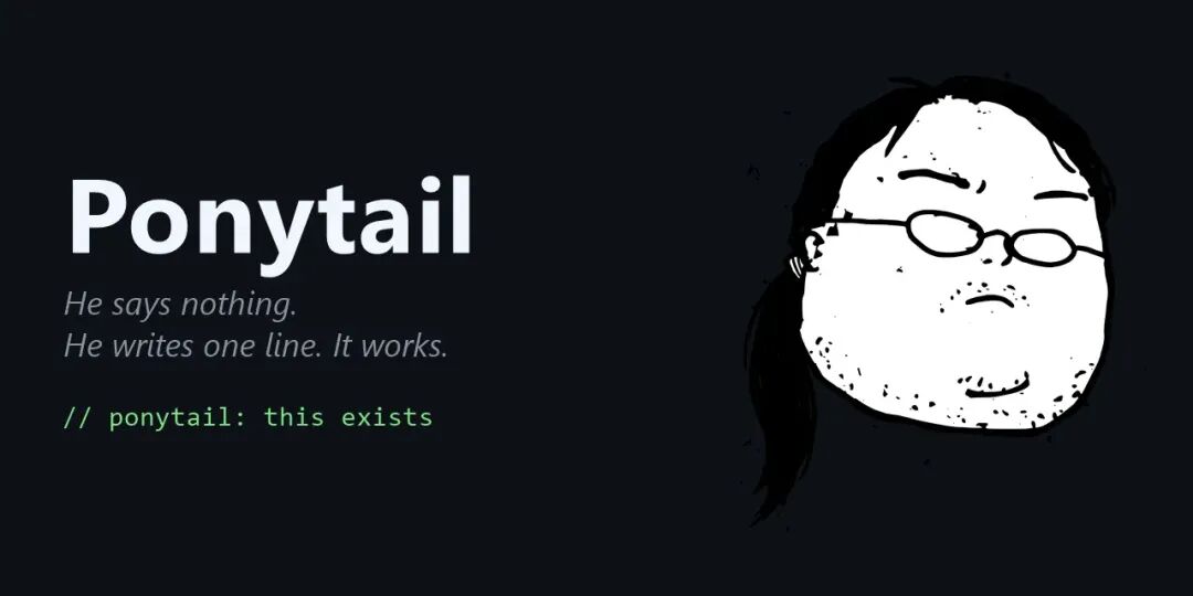 Ponytail 项目宣传图:He says nothing. He writes one line. It works.