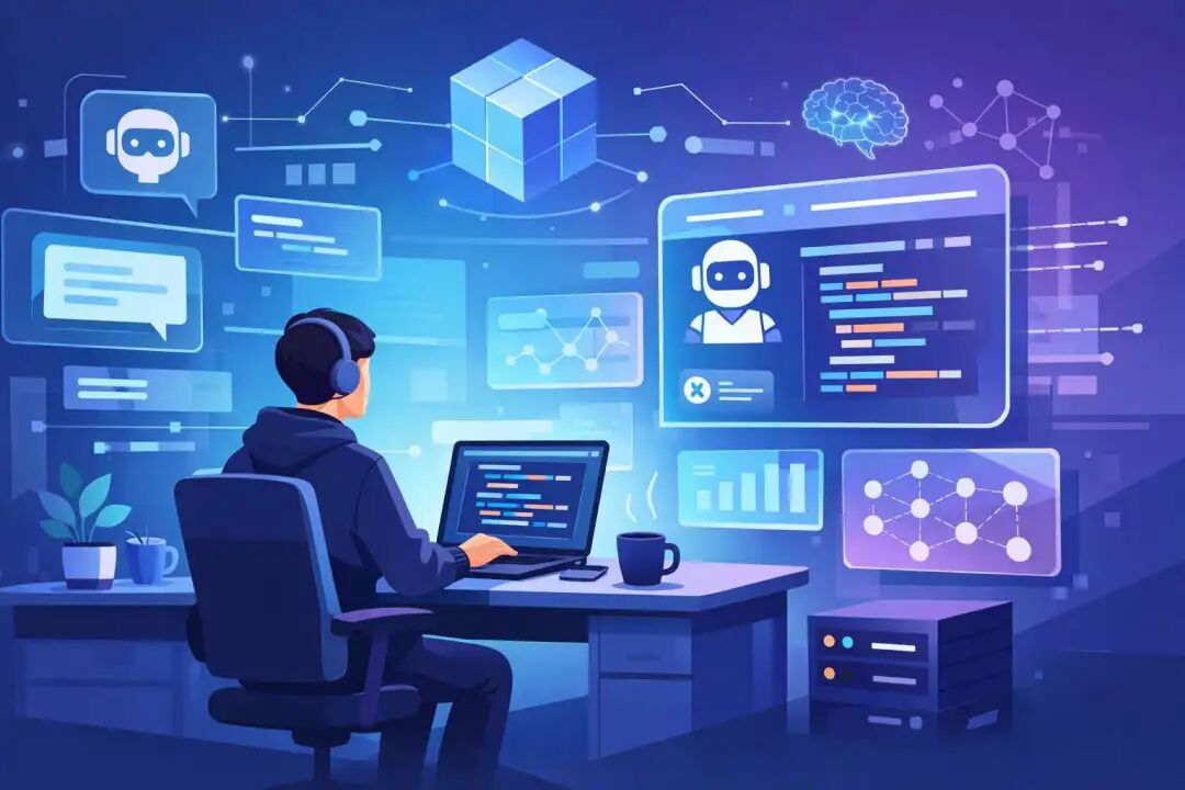 Claude Code未来科技感编程环境示意图