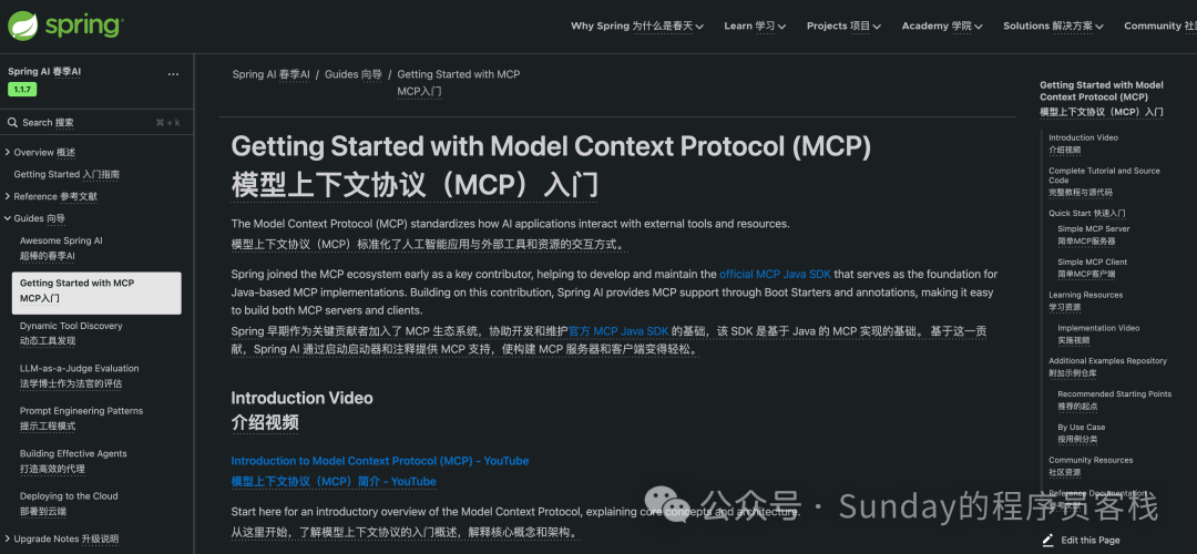 Spring AI MCP入门文档截图