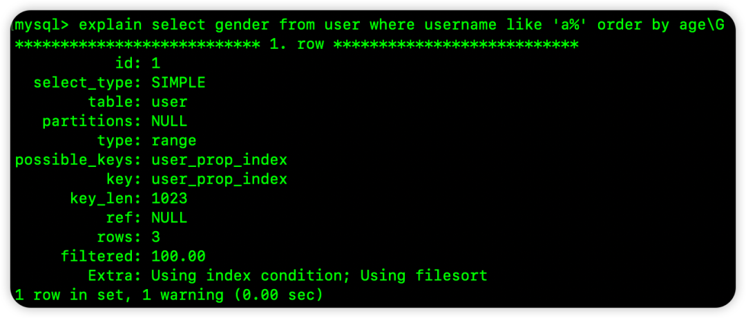 范围查询后排序的执行计划