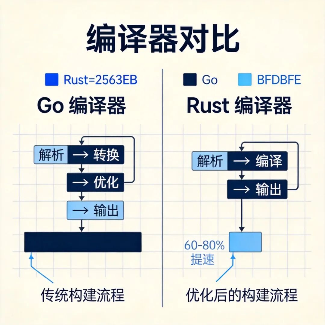 传统Go编译器与Rust编译器流程对比图