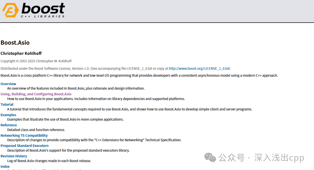 Boost.Asio官方文档首页