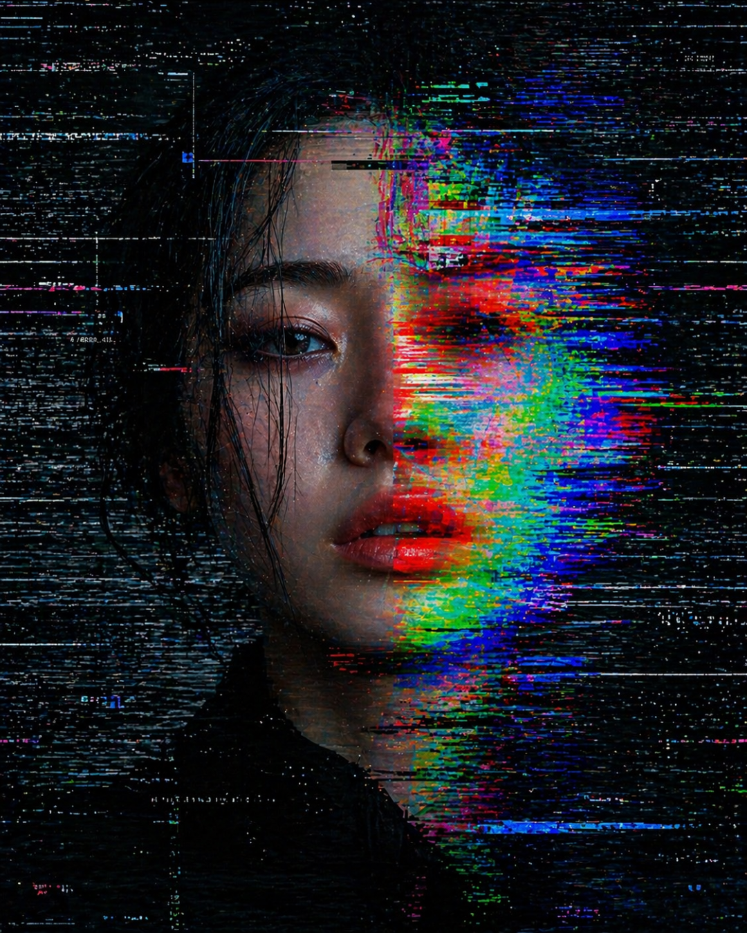 故障艺术风格数字肖像