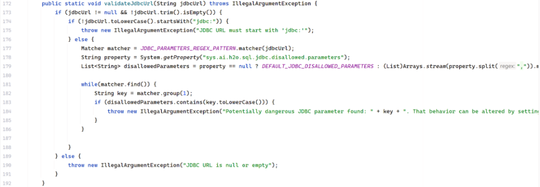 validateJdbcUrl 方法（旧版）
