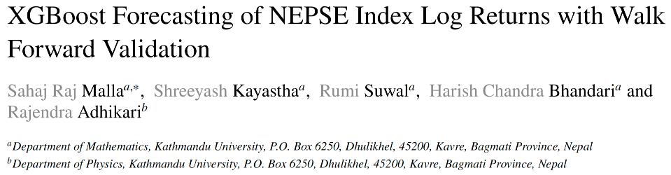 XGBoost预测NEPSE指数对数收益率的学术论文标题页