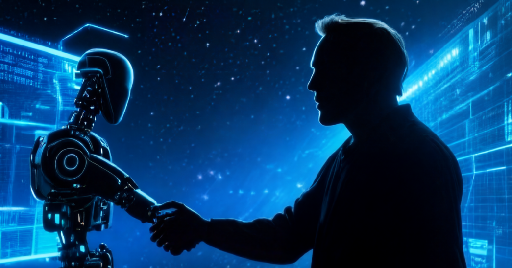 象征人机协作的未来科技场景