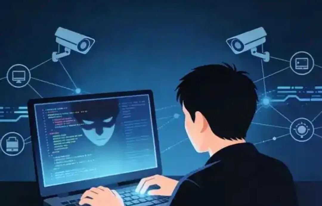 描绘网络黑客活动的概念插画